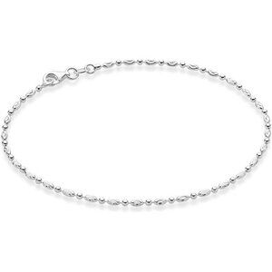 Miabella 925 Sterling Silver Diamond-Cut Oval and Round Bead Ball Chain Anklet